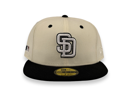 San Diego Padres New Era Cap 59FIFTY Fitted Hat Cream Crown Black Visor Green Underbrim Batterman Side Patch