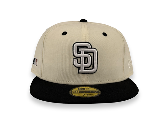 San Diego Padres New Era Cap 59FIFTY Fitted Hat Cream Crown Black Visor Green Underbrim Batterman Side Patch