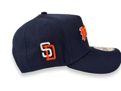 San Diego Padres Old English New Era Cap 9FORTY A-Frame Snapback Hat Navy Blue SD Side Patch