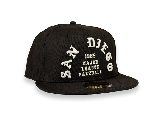 San Diego Padres Old English Script MLB New Era Cap 59FIFTY Fitted Hat