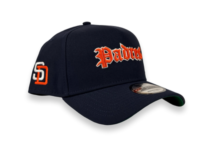 San Diego Padres Old English New Era Cap 9FORTY A-Frame Snapback Hat Navy Blue SD Side Patch