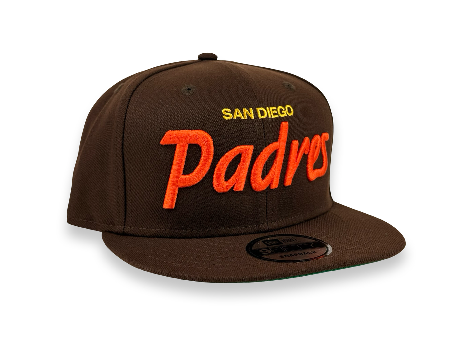 San Diego Padres Script MLB New Era Cap 9FIFTY Snapback Hat Brown