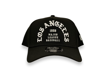 Los Angeles Dodgers Old English Script MLB New Era Cap 9FORTY A-Frame SnapBack Hat Black