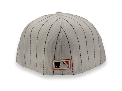 San Diego Padres Pinstripe New Era Cap 59FIFTY Fitted Hat White Crown Navy Blue Visor 25th Anniversary Side Patch