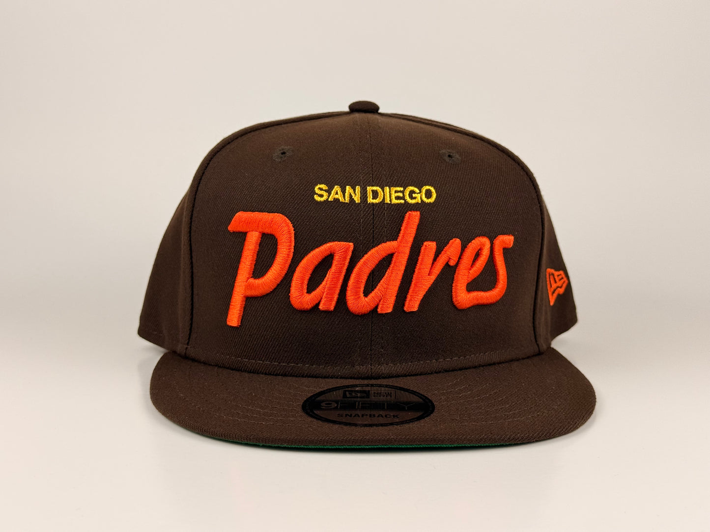San Diego Padres Script MLB New Era Cap 9FIFTY Snapback Hat Brown