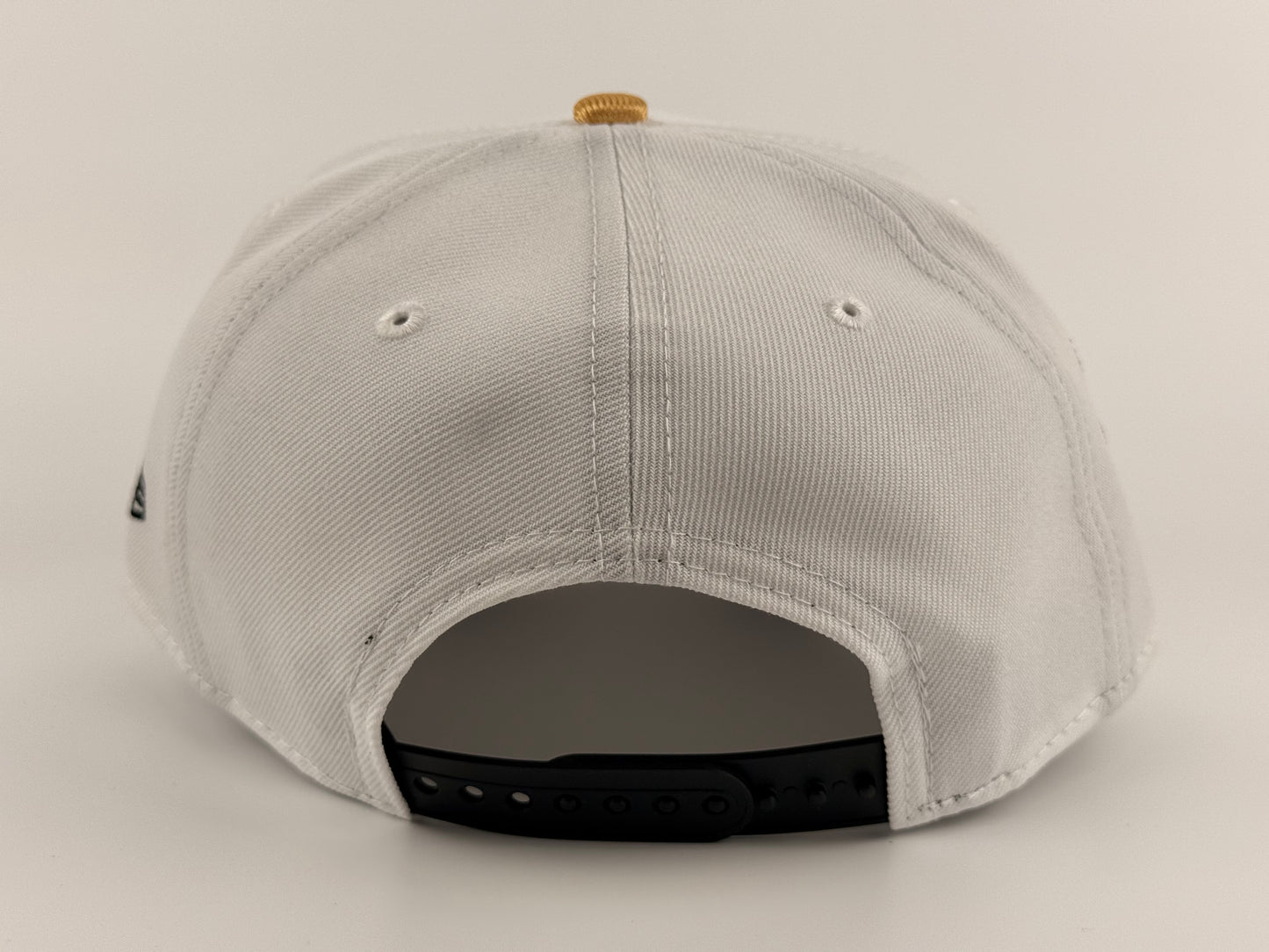 San Diego Padres New Era Cap 9FORTY A-Frame Snapback Hat White Crown Black Visor Gold Stitch 25th Anniversary Side Patch
