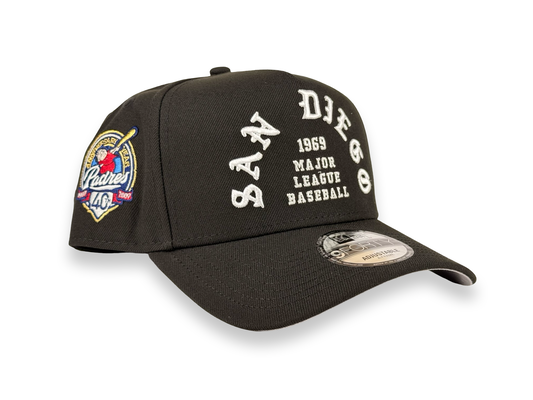 San Diego Padres Old English Script MLB New Era Cap 9FORTY A-Frame Snapback Hat