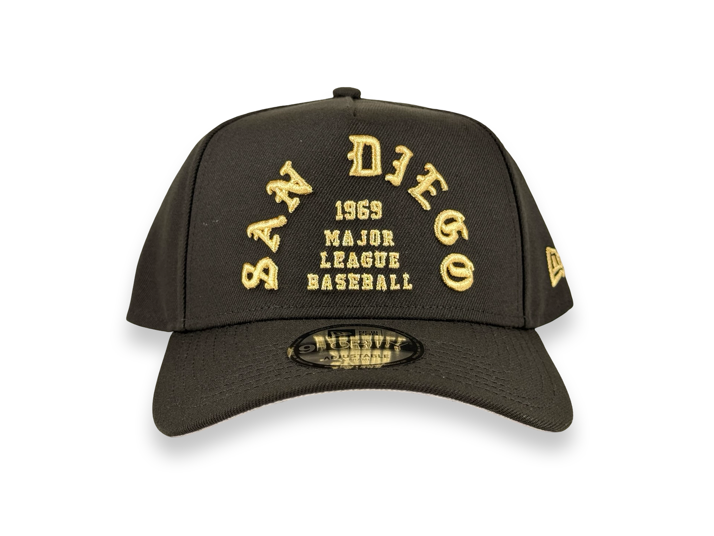 San Diego Padres Old English Script MLB New Era Cap 9FORTY A-Frame Snapback Hat