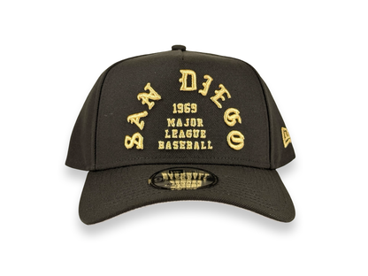San Diego Padres Old English Script MLB New Era Cap 9FORTY A-Frame Snapback Hat