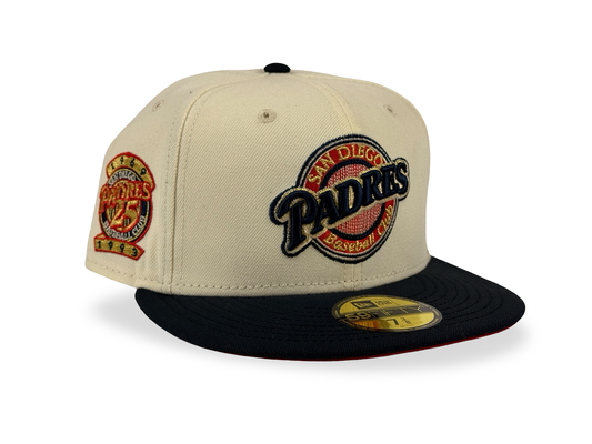 San Diego Padres Baseball Club New Era Cap 59FIFTY Fitted Hat 25th Anniversary Side Patch