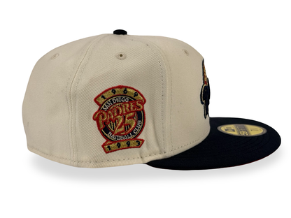 San Diego Padres Baseball Club New Era Cap 59FIFTY Fitted Hat 25th Anniversary Side Patch