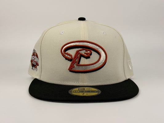 Arizona Diamondbacks New Era Cap 59FIFTY Fitted Hat Cream Crown Black Visor 2001 World Series Side Patch