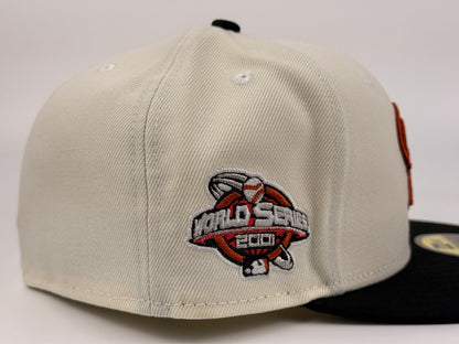 Arizona Diamondbacks New Era Cap 59FIFTY Fitted Hat Cream Crown Black Visor 2001 World Series Side Patch