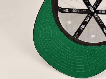 San Diego Padres Swinging Friar Pinstripes New Era Cap 59FIFTY Fitted Hat White Crown Navy Blue Visor 25th Anniversary Side Patch